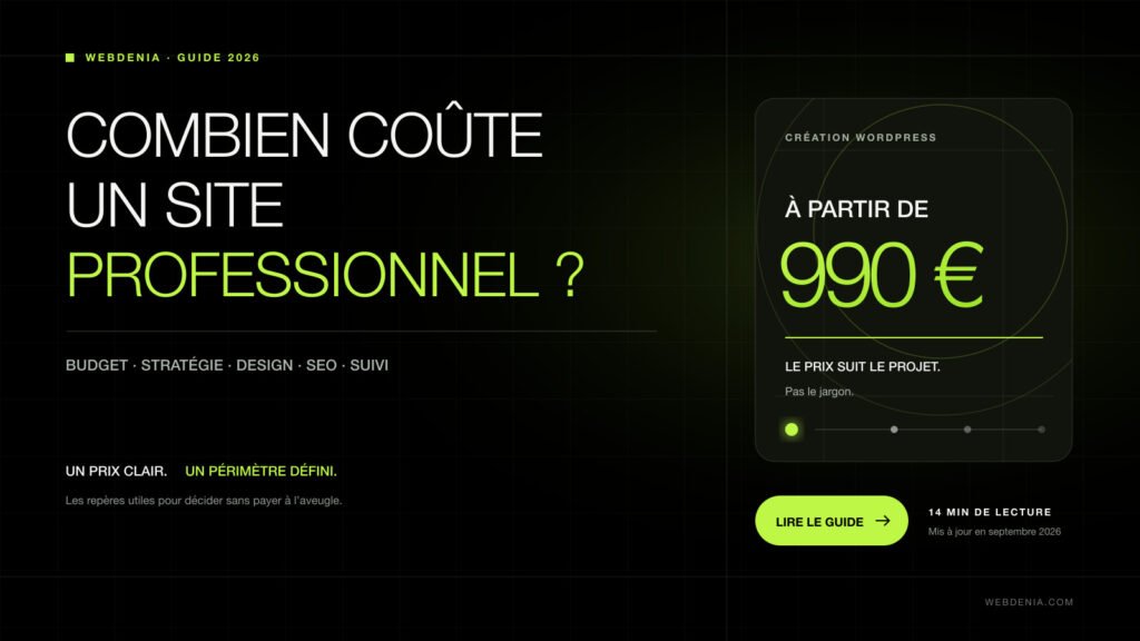 Affiche Webdenia sur le prix d’un site internet professionnel en 2026